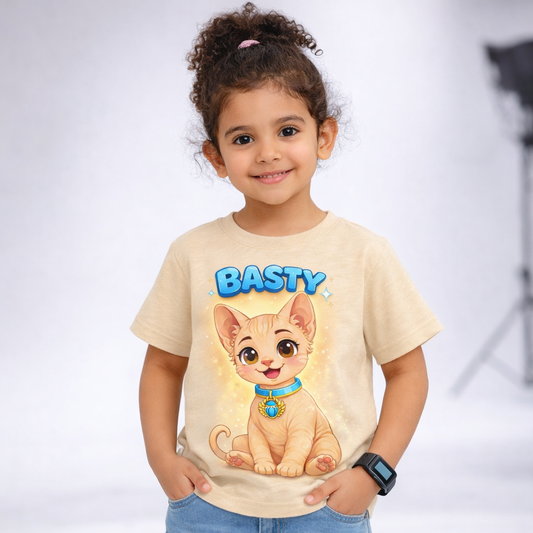 SiaBoo Kids T-Shirt – Basty the Cat Print, comfy & playful!